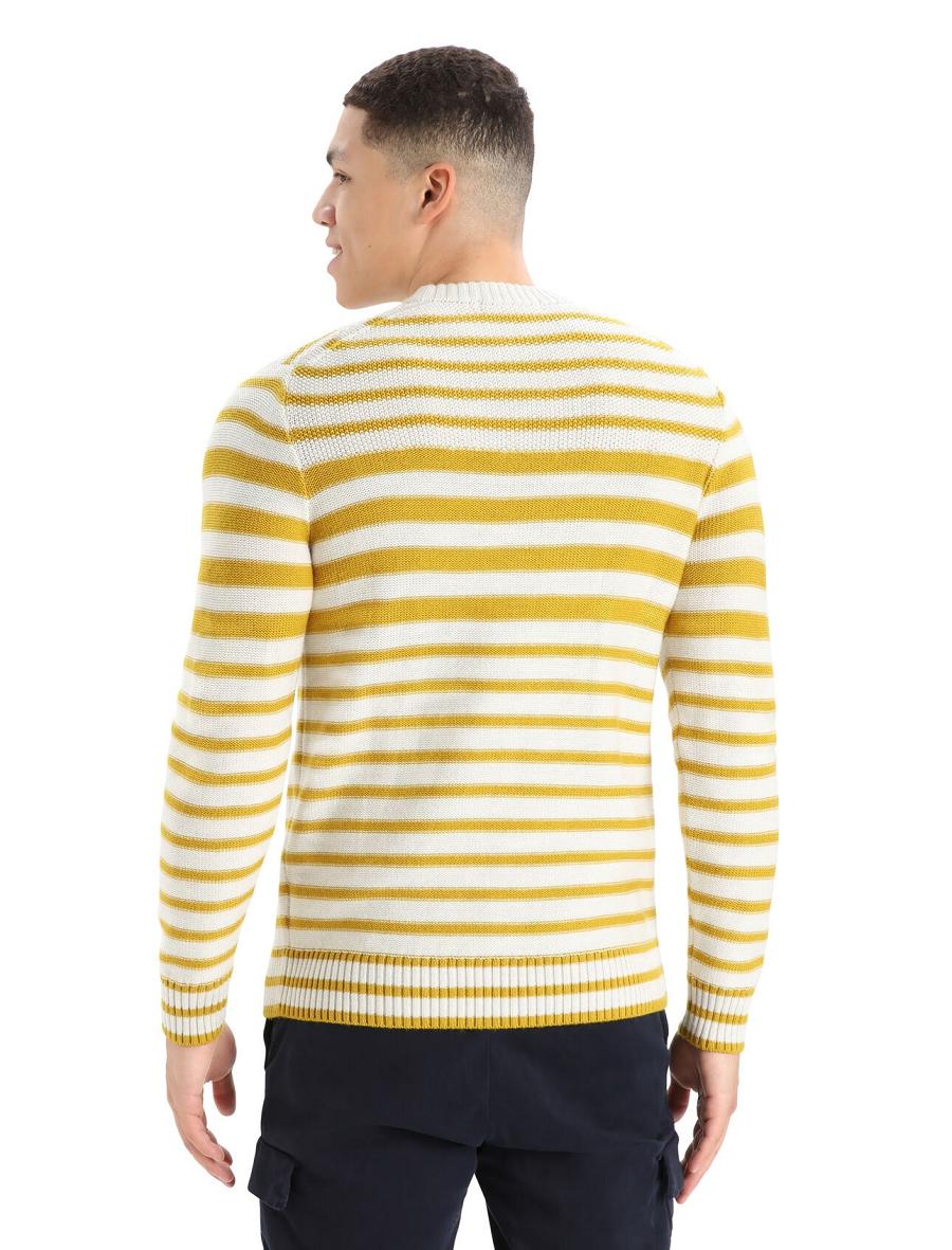 Ecru Heather / Silent Gold Icebreaker Merino Waypoint Crewe Men's Sweaters | AU 1223GSOL